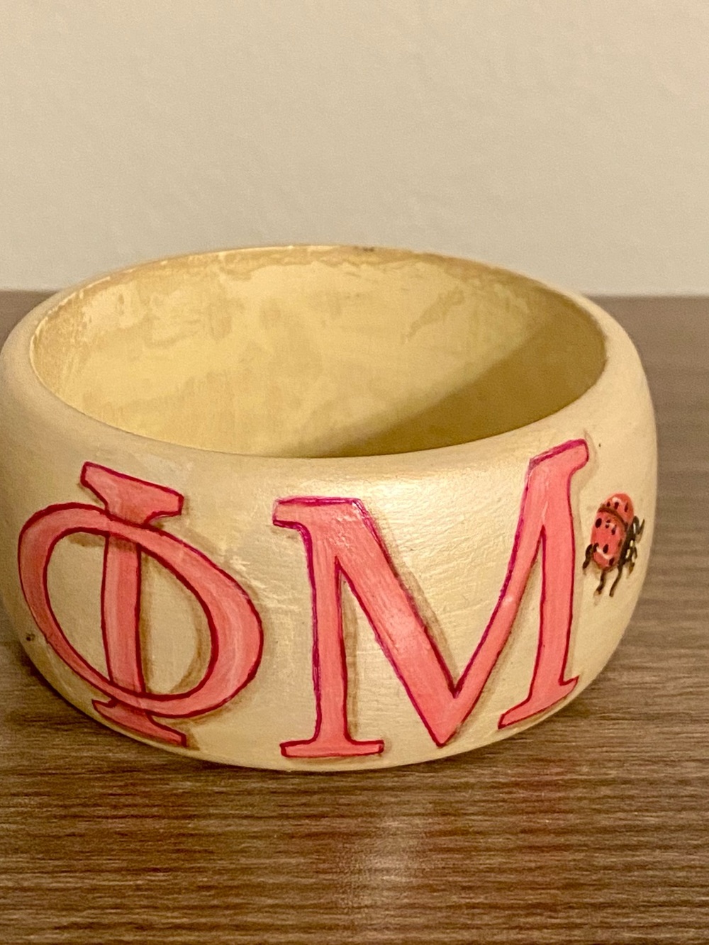 Phi Mu Painted Wood  Bangle & coffee cup